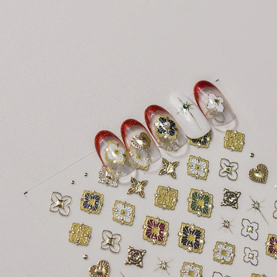 5D Luxury Gold & Silver Hot Stamping Nail Art Stickers Nail Art Stickers QXL
