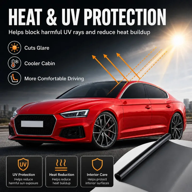 Car Window Tint Film 50x300cm – Solar UV & Privacy Roll Window Tint Film QXL