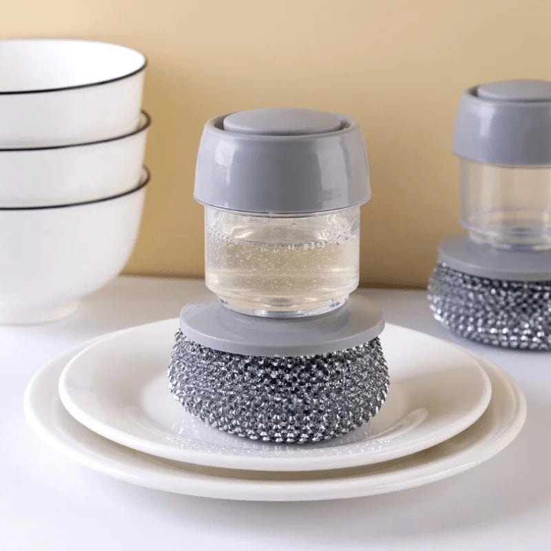 Soap Dispensing Dish Brush | Push-Button Kitchen Scrubber Soap Dispensing Brush QXL