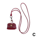 Vintage Mini Leather Coin Purse Pendant Necklace Adjustable Pendant Necklace QXL Red