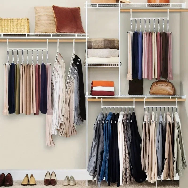 9-Tier Stainless Steel Pants Hanger | Space-Saving Closet Organizer Pants Hanger Organizer QXL