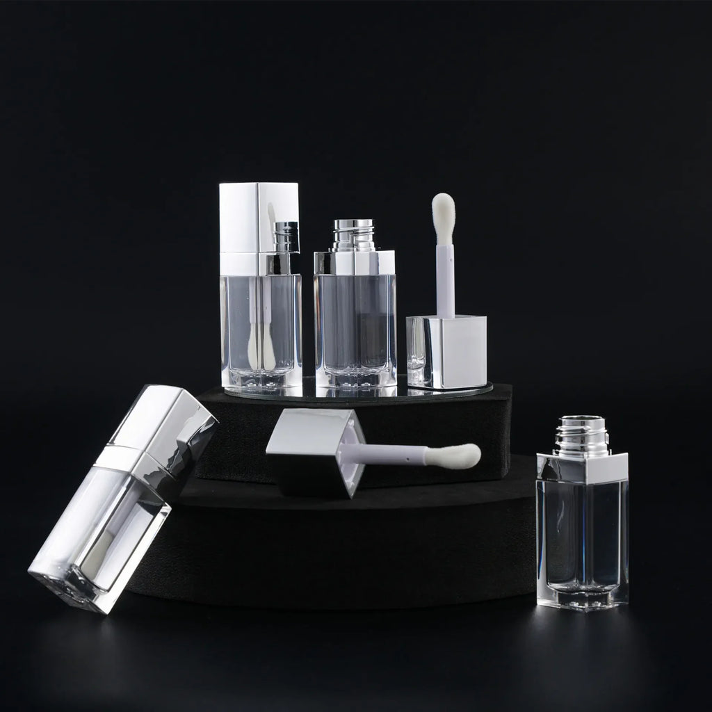 8ml Square Clear Lip Gloss Tube | Silver Cap & Doe Foot Wand Lip Gloss Tube QXL