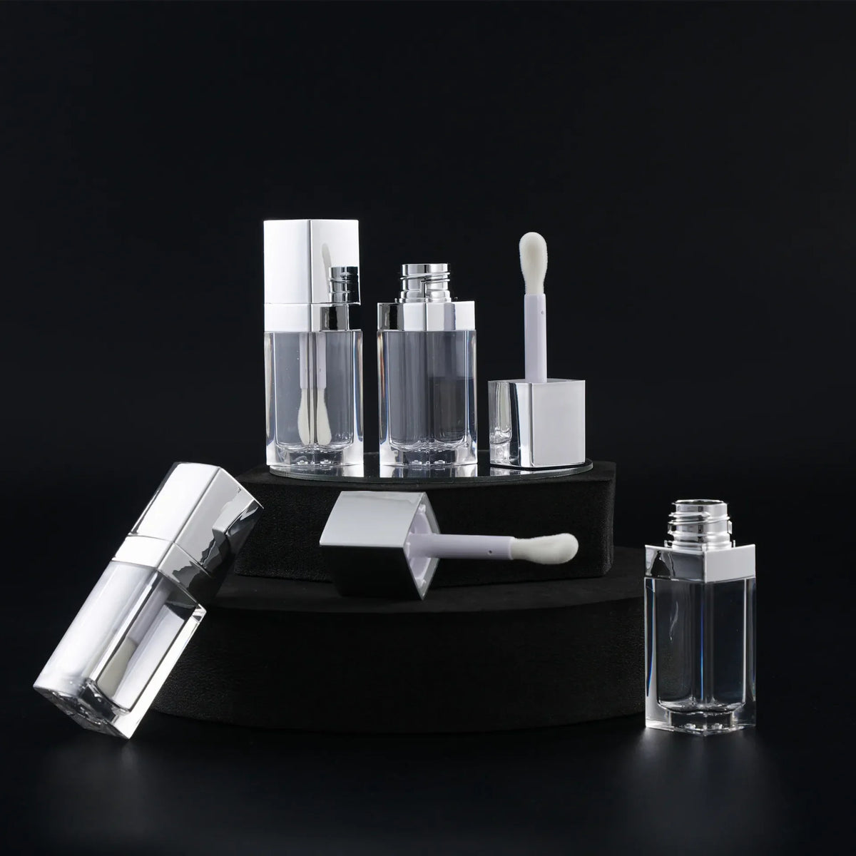 8ml Square Clear Lip Gloss Tube | Silver Cap & Doe Foot Wand Lip Gloss Tube QXL
