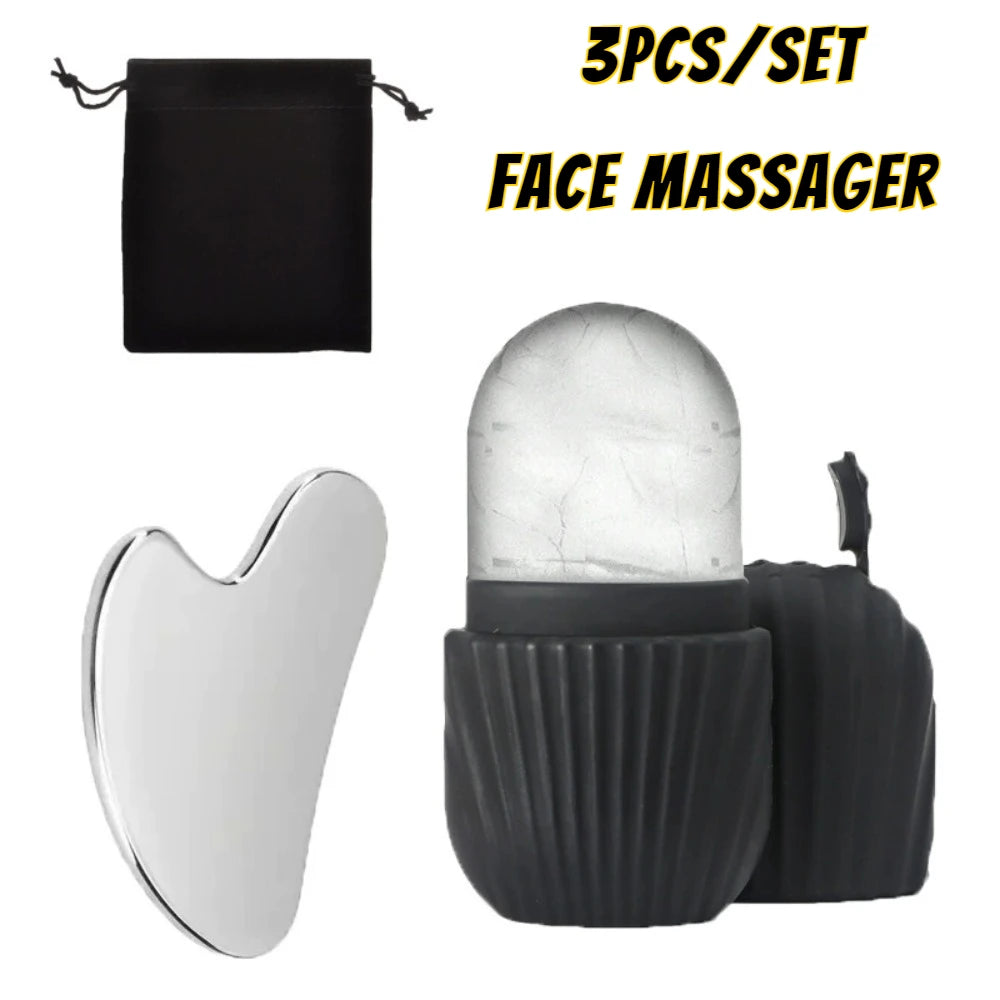 Ice Face Roller & Gua Sha Board Set | Facial Massager Facial Massage Tool QXL