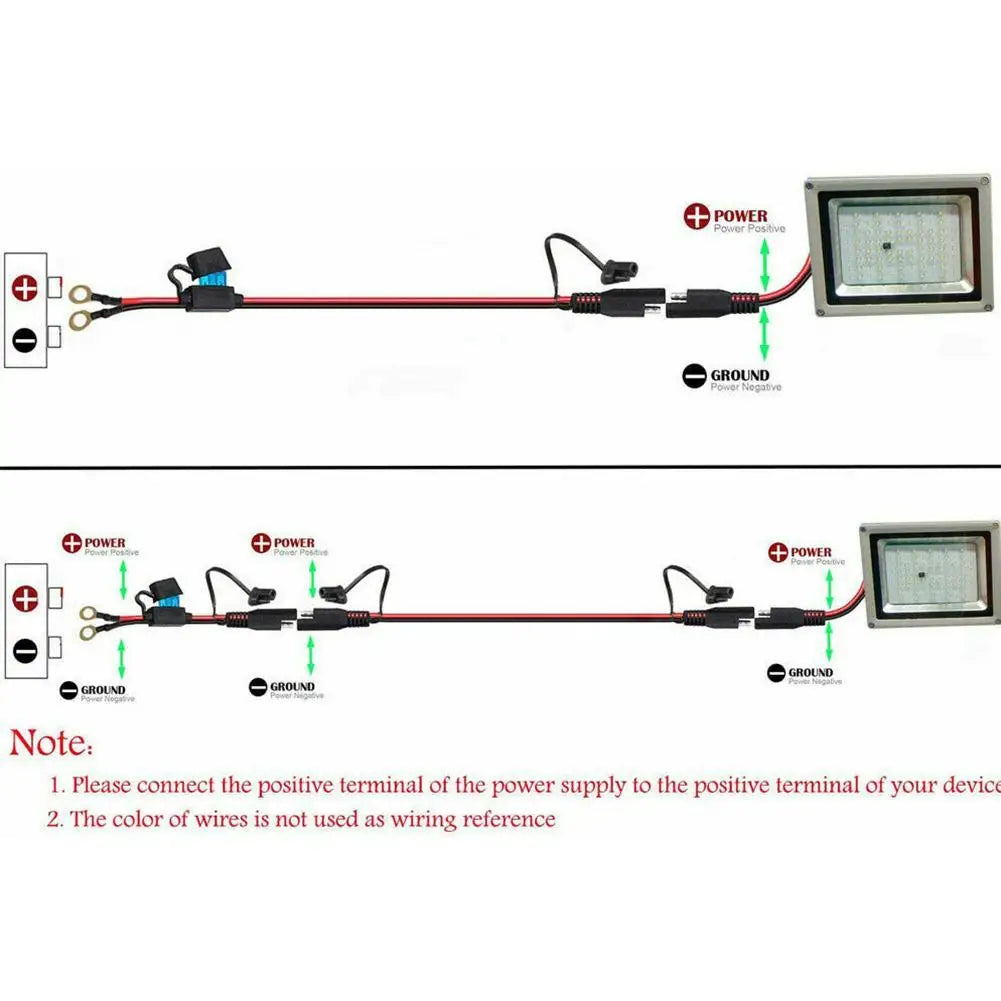 SAE Quick Release Cable Fuse & O-Ring Terminal 16AWG Harness Battery Charger Cable QXL