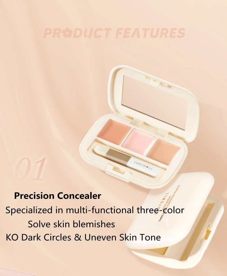 Judydoll 3-Color Concealer Palette | Waterproof Full Coverage Concealer Palette QXL