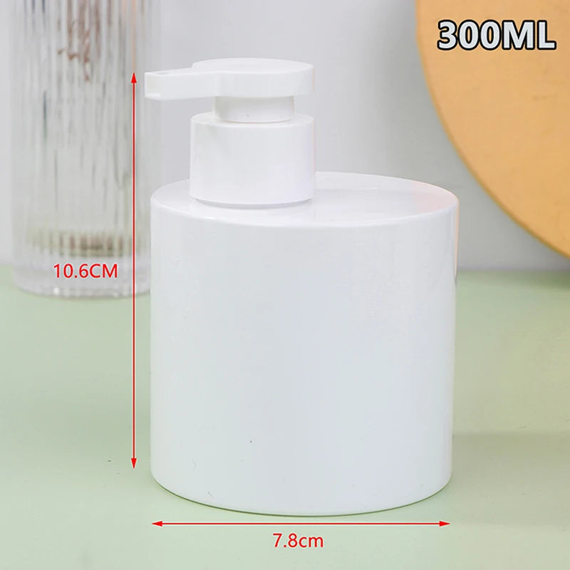 200/300ml Refillable Press Pump Bottle | Travel Lotion Dispenser Refillable Pump Bottle QXL Round 300ml White