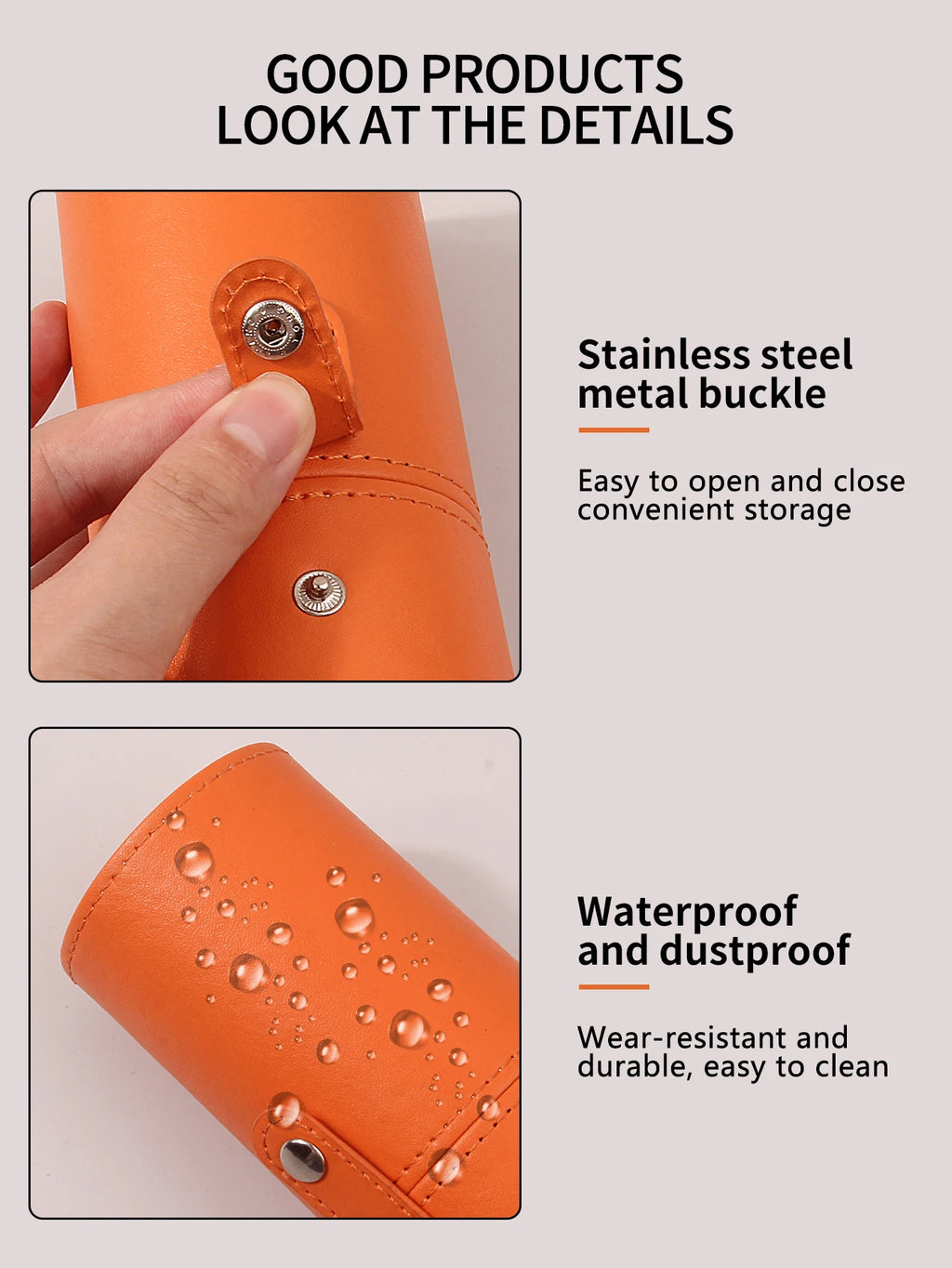 KOSSHOW Makeup Brush Holder Cylinder with Lid – Orange PVC Makeup Brush Holder QXL