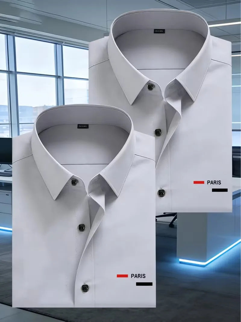 2-Pack Men's Slim Fit Long Sleeve Shirts | Paris Print 5 Colors Men's Casual Shirt QXL 2pcs Gray XXL