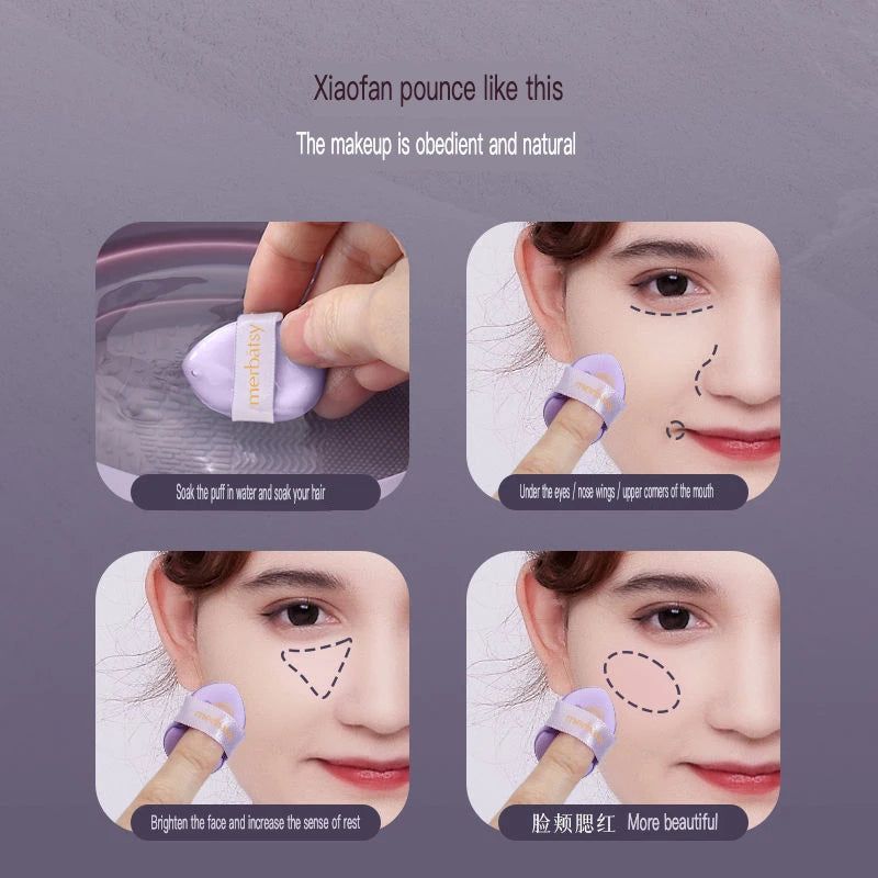 Mini Cushion Finger Puff Set | Concealer & Highlighter Sponge Makeup Sponge Puff QXL