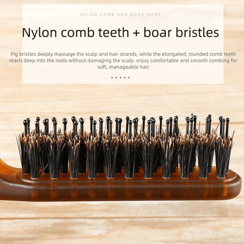 Amber Folding Boar Bristle Comb | Anti-Static Travel Hair Comb Folding Hair Comb QXL