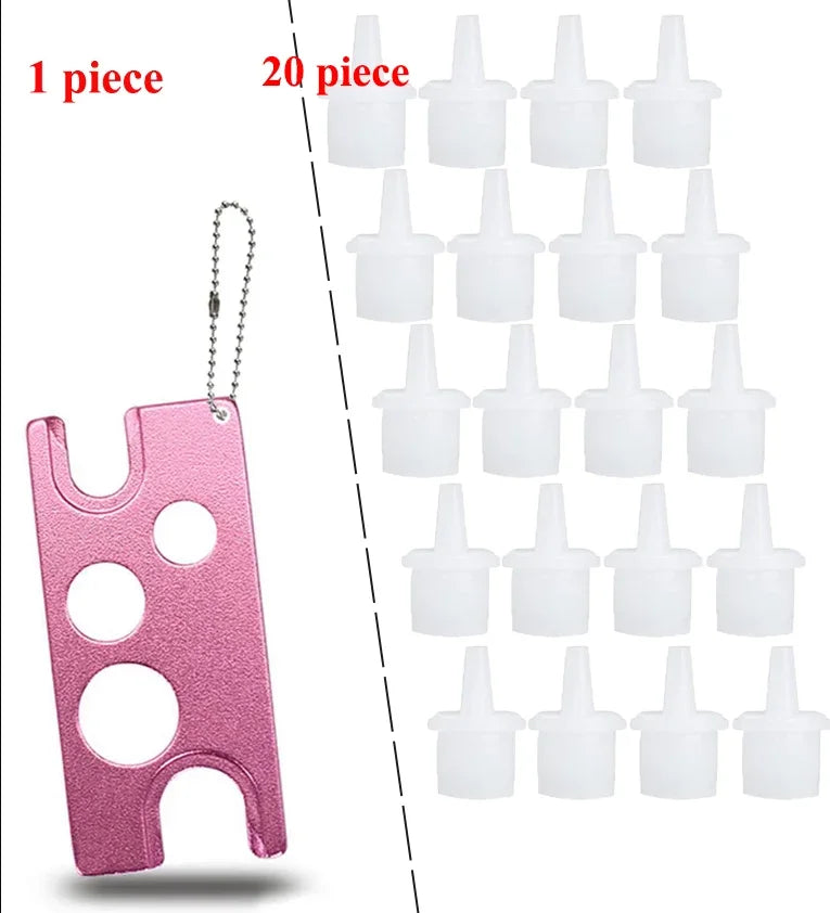 Eyelash Glue Nozzle Cap & Anti-Blocking Needle | 10/20-Pack Lash Glue Accessories QXL M95 1 opener 20 cap