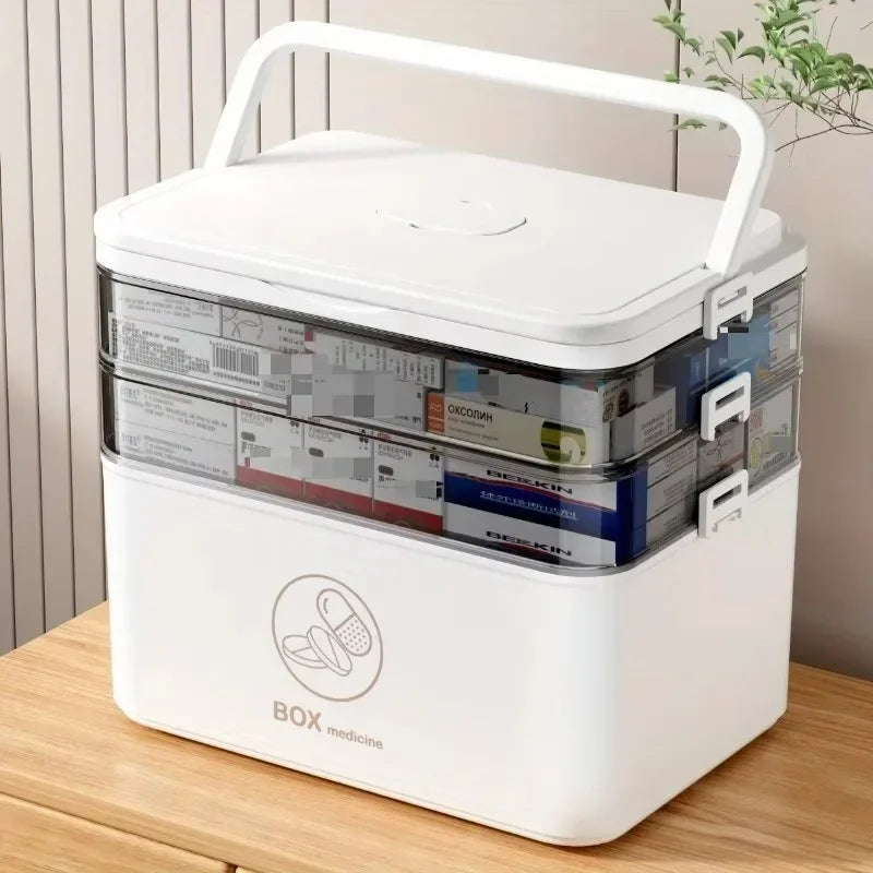 3-Tier Leak-Proof Medicine & Storage Organizer Box Medicine Storage Box QXL E 3Layers White 6