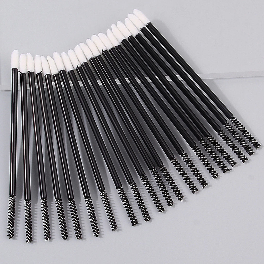 20-Pack Double-Sided Spiral Eyelash Eyebrow & Lip Brush Set Makeup Brush Set QXL black