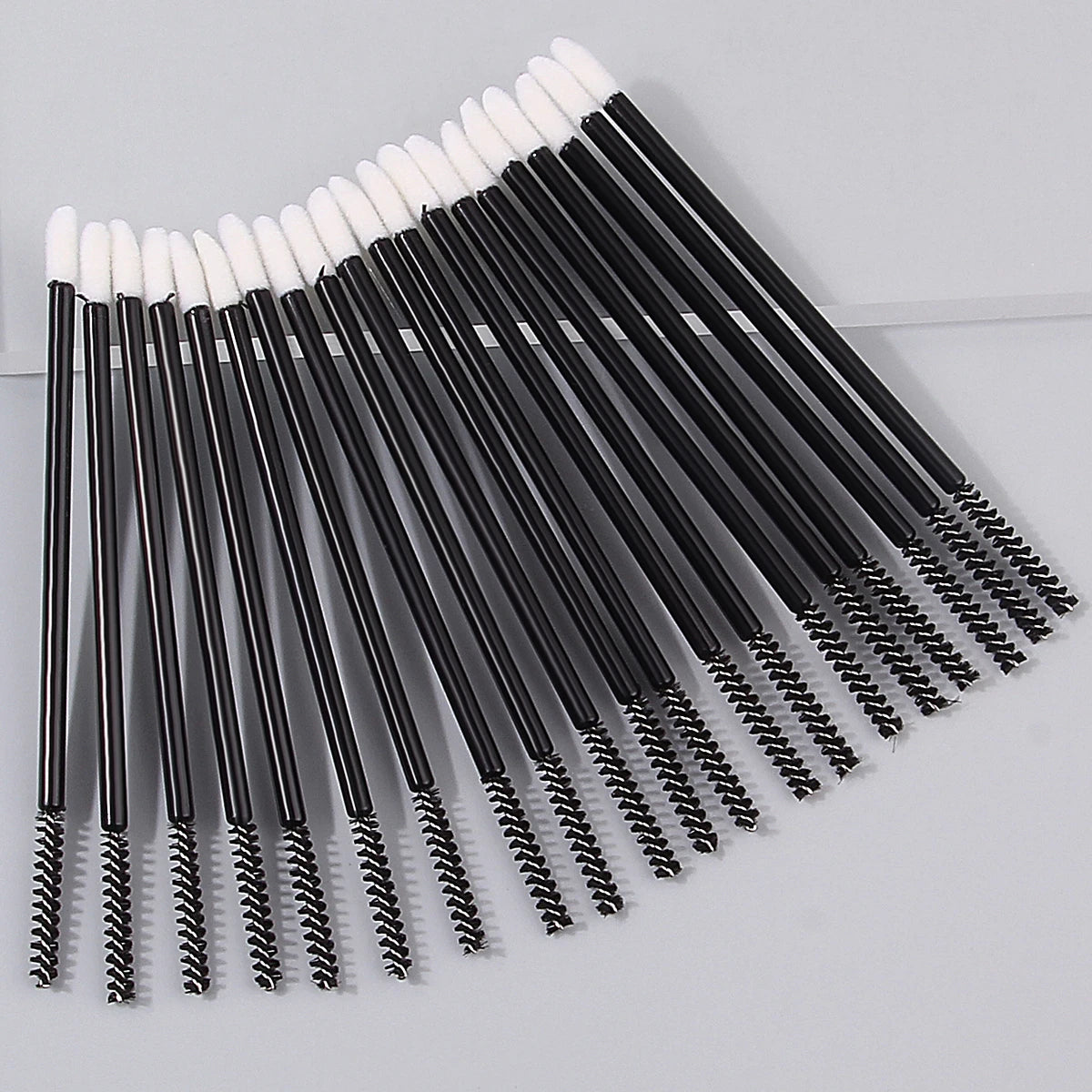 20-Pack Double-Sided Spiral Eyelash Eyebrow & Lip Brush Set Makeup Brush Set QXL black