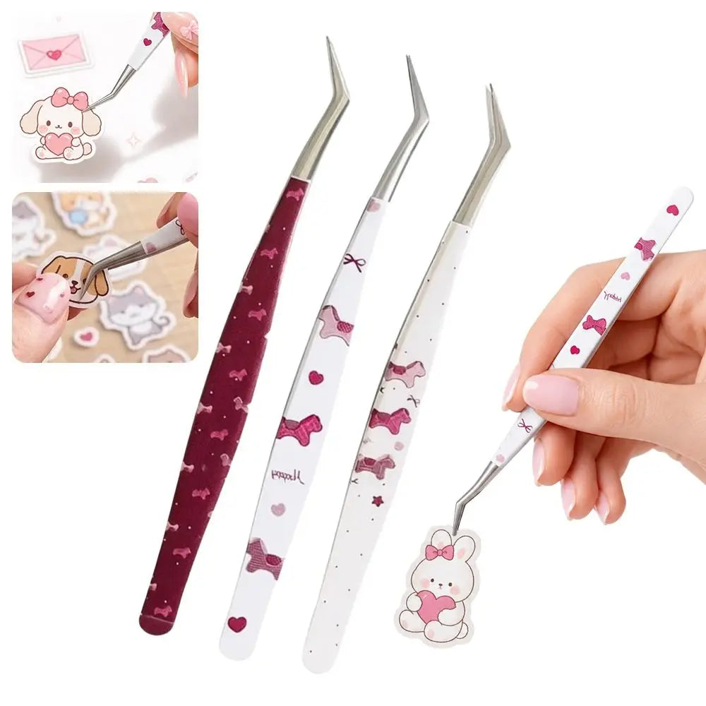 Cartoon Lash Extension Tweezers | Anti-Static Curved Steel Lash Extension Tweezers QXL