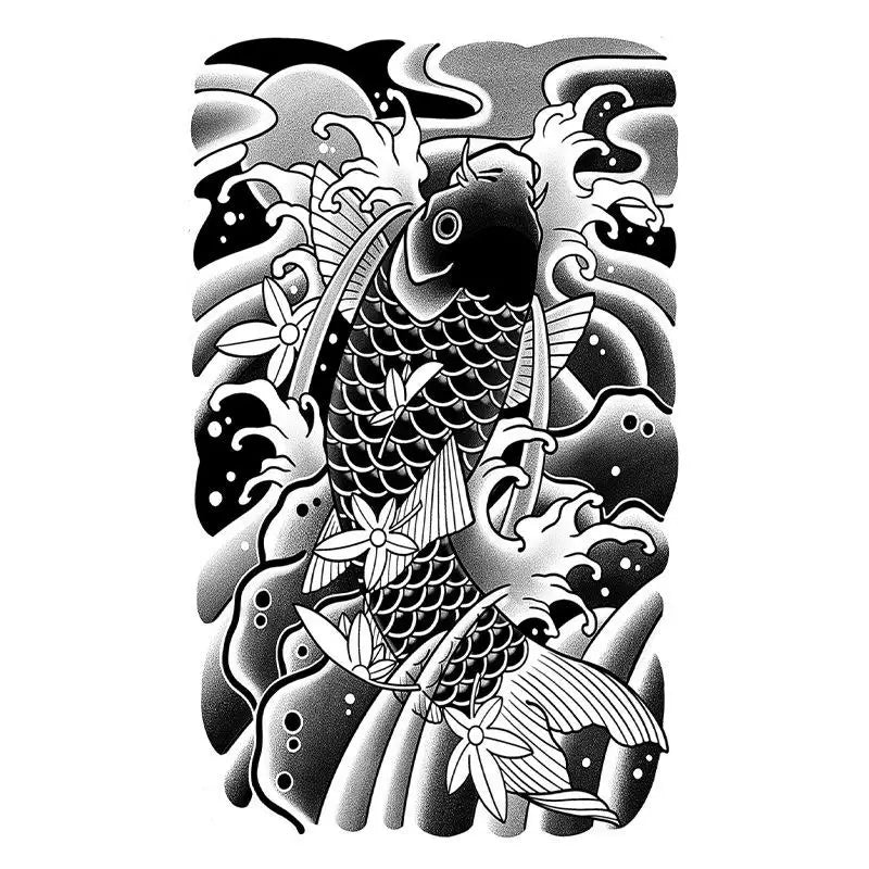 3D Koi Fish Temporary Tattoo Stickers | Waterproof Body Art Temporary Tattoo Sticker QXL