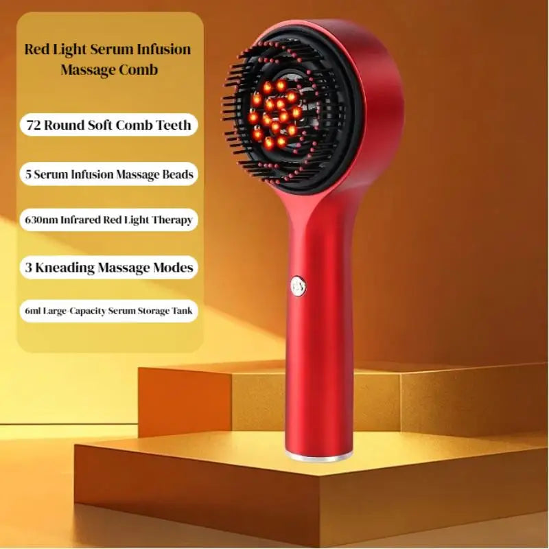 Electric Scalp Massager Comb | 630nm Red Light & Serum Dispenser Scalp Massager Comb QXL
