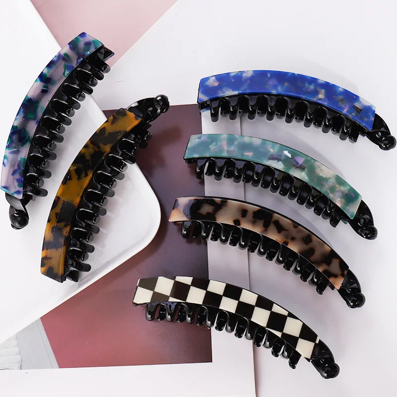 Blue Vintage Braided Banana Hair Clip | Wave Ponytail Holder Banana Hair Clip QXL