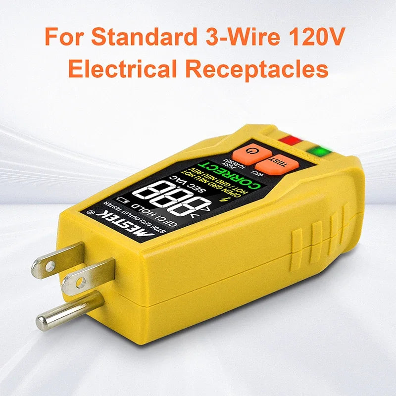 GFCI Outlet Tester LCD Display | 3-Wire 120V Socket Checker Outlet Socket Tester QXL