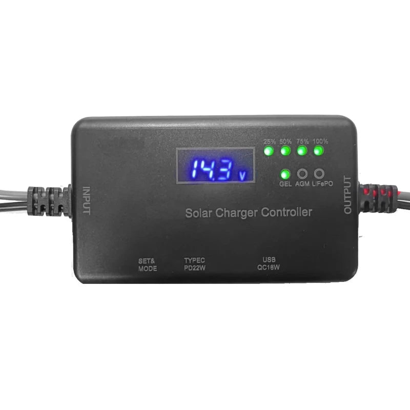 MPPT Solar Charge Controller 10A 12V – USB & Type-C Output Solar Charge Controller QXL