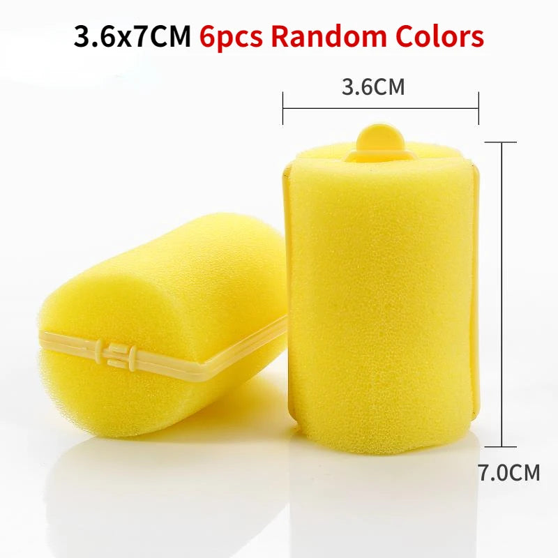 Soft Foam Hair Rollers Curlers | DIY Curls & Waves Kit Foam Hair Rollers QXL 3.6x7CM 6pcs Random