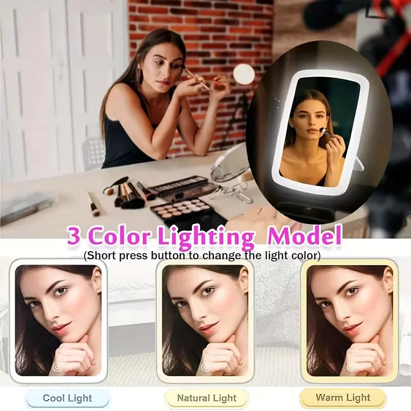 Cosmomiro LED Folding Makeup Mirror | Touch Screen Tabletop LED Vanity Mirror QXL