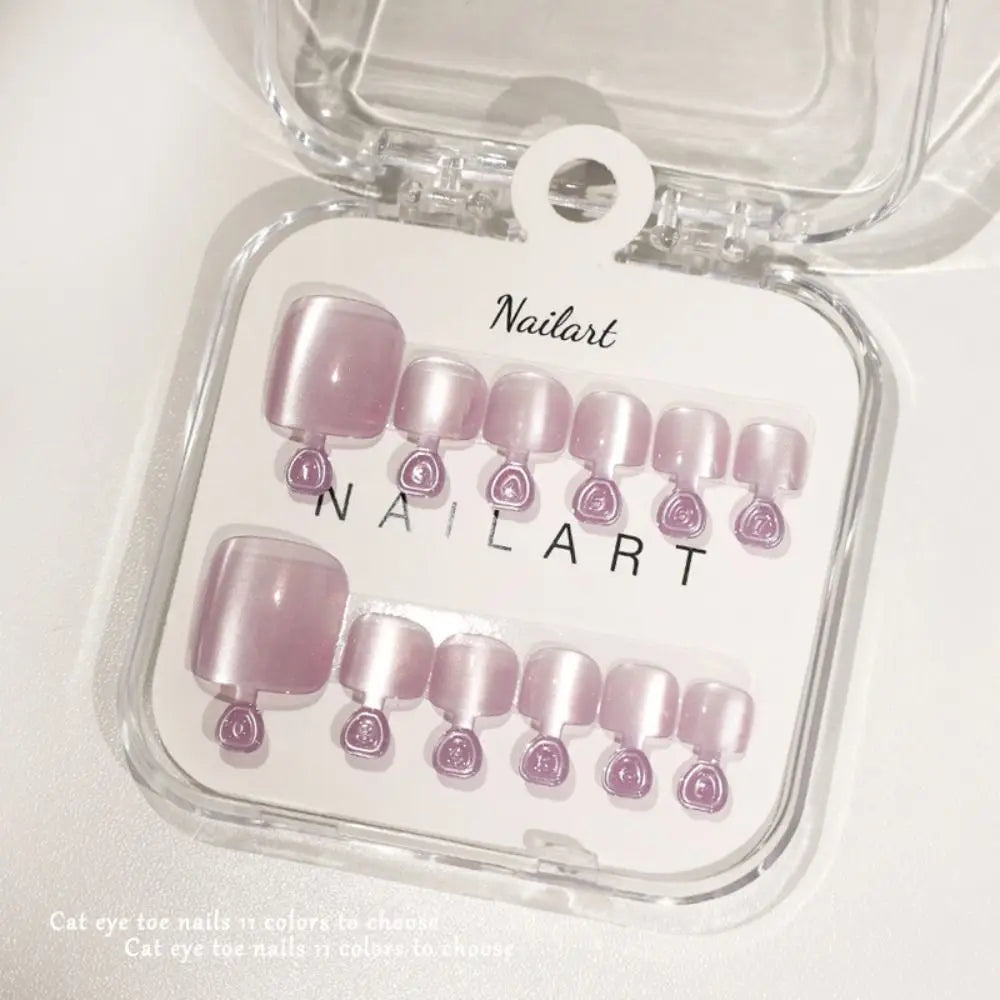 Cat Eye Press-On Toenails | Shiny Y2K Fake Toe Nail Tips Press-On Toenails QXL
