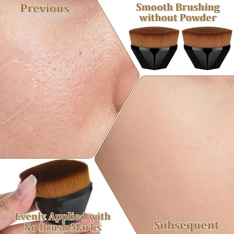 2-Pack Flat Top Foundation Brushes | Vegan Synthetic Bristles Foundation Brush Set QXL