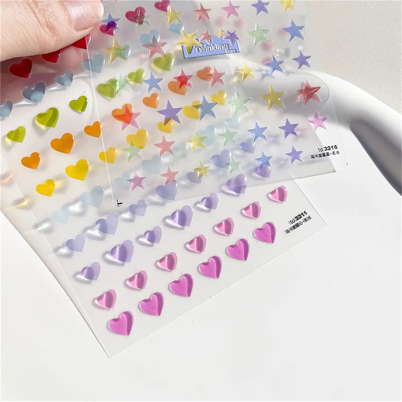 5D Kawaii Jelly Nail Stickers – Heart Star Peach Decals Nail Art Stickers QXL