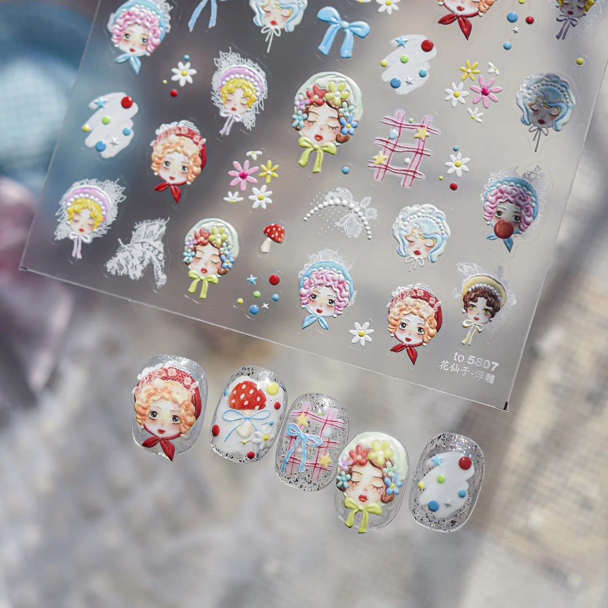 5D Retro Lolita Nail Stickers – Fairy Tale Nail Art Decals Nail Art Stickers QXL