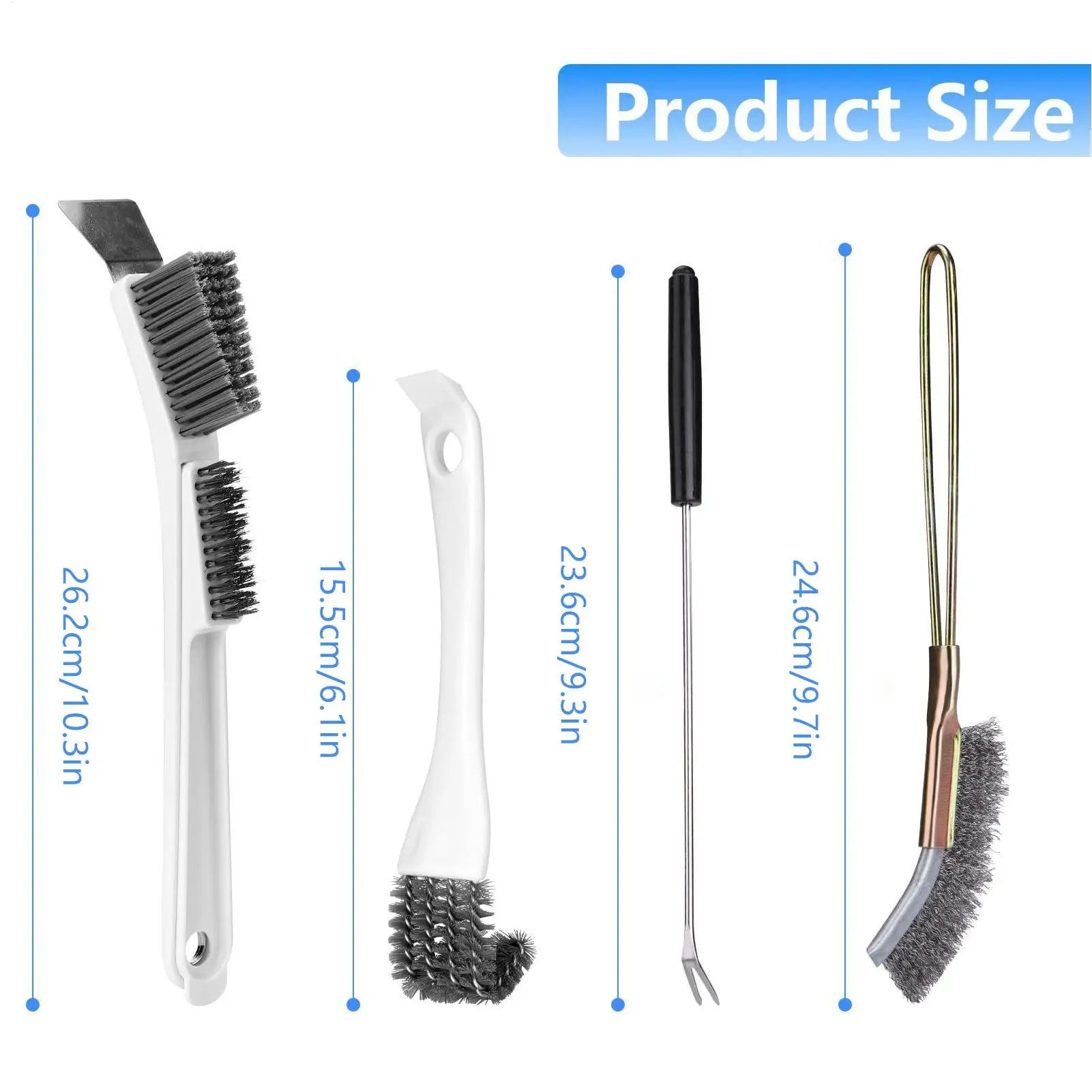 4-Piece Bird Cage Cleaning Brush Set | Long Handle Scrubber Bird Cage Cleaning Kit QXL
