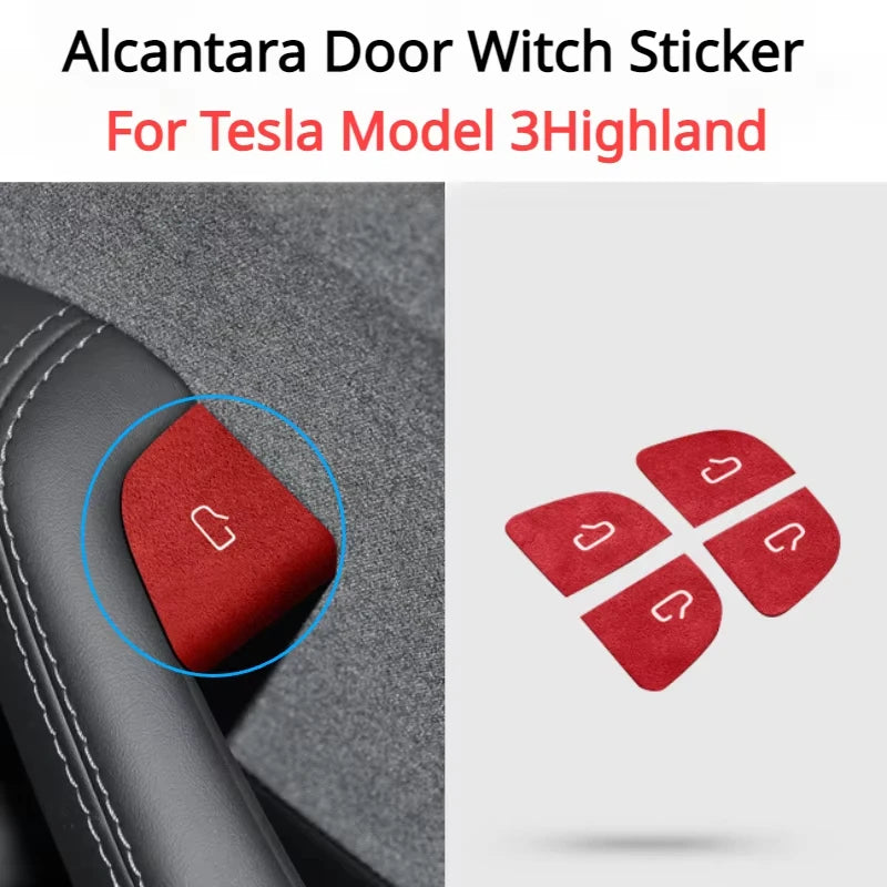 Tesla Model 3 Highland Door Switch Alcantara Suede Sticker 2024 Car Interior Sticker QXL