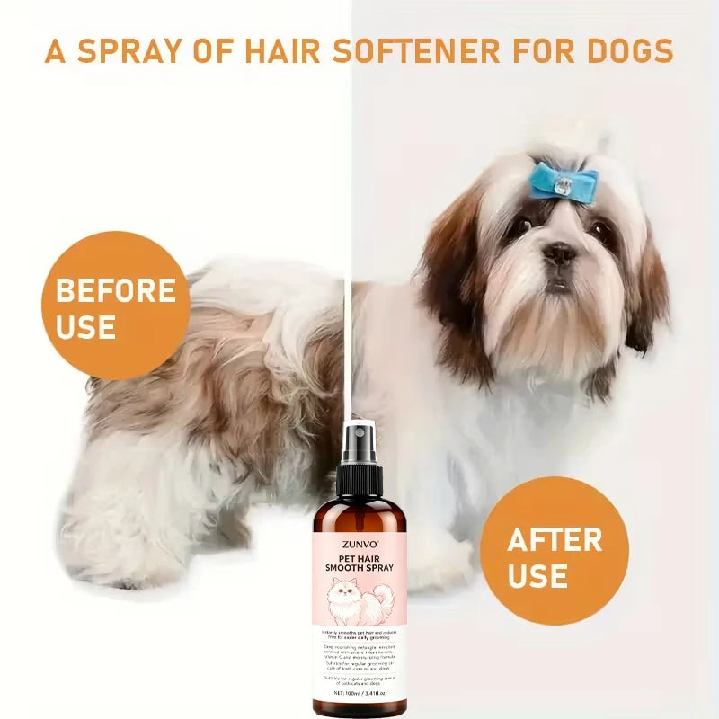 Pet Hair Smooth Spray – Anti-Frizz Grooming for Dogs & Cats Pet Grooming Spray QXL