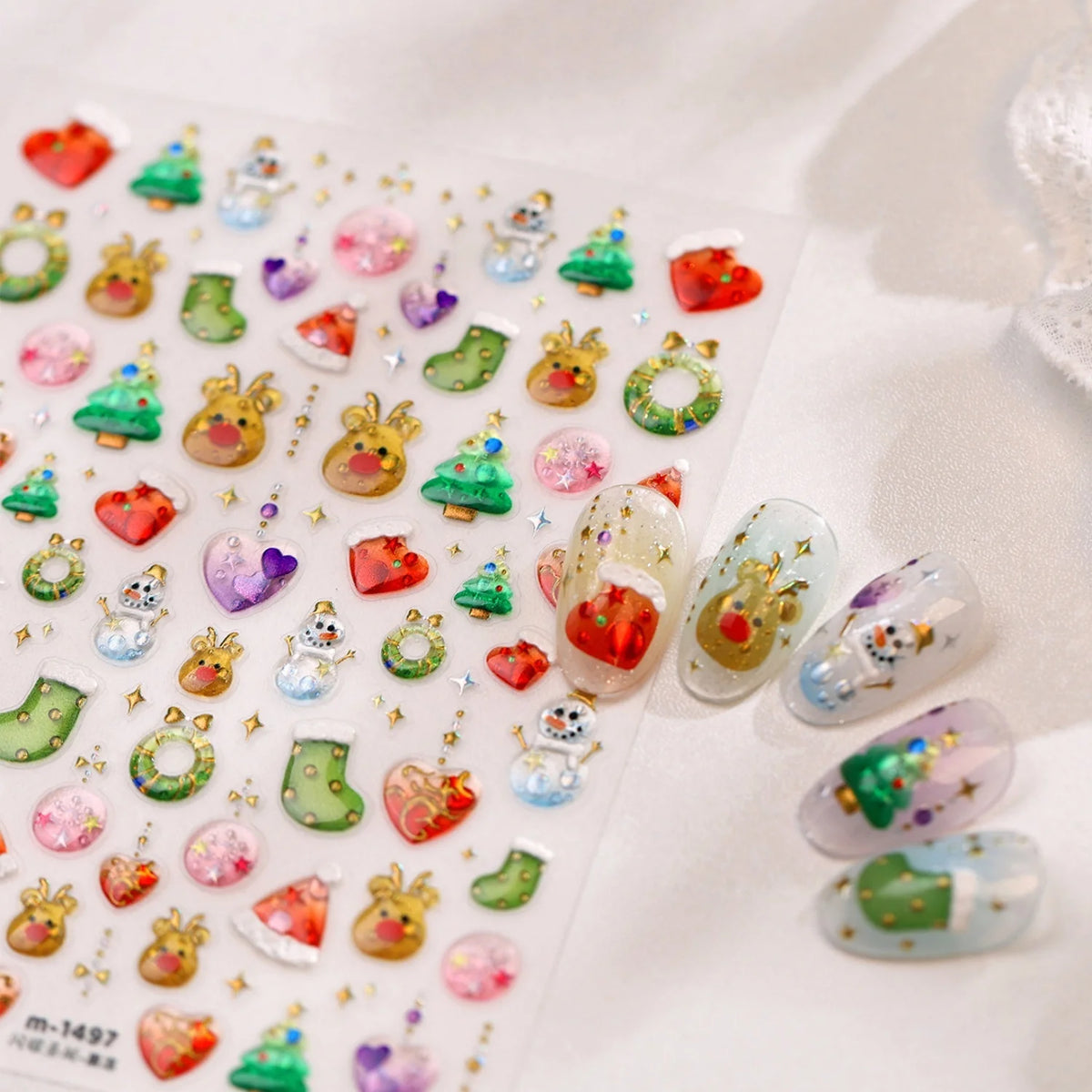 Christmas 5D Nail Stickers – Holiday Self-Adhesive Xmas Decals Nail Art Stickers QXL