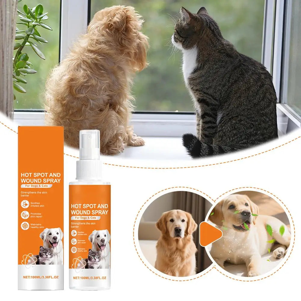 Pet Skin Care Spray for Dogs & Cats | Botanical Formula 100ml Pet Skin Spray QXL