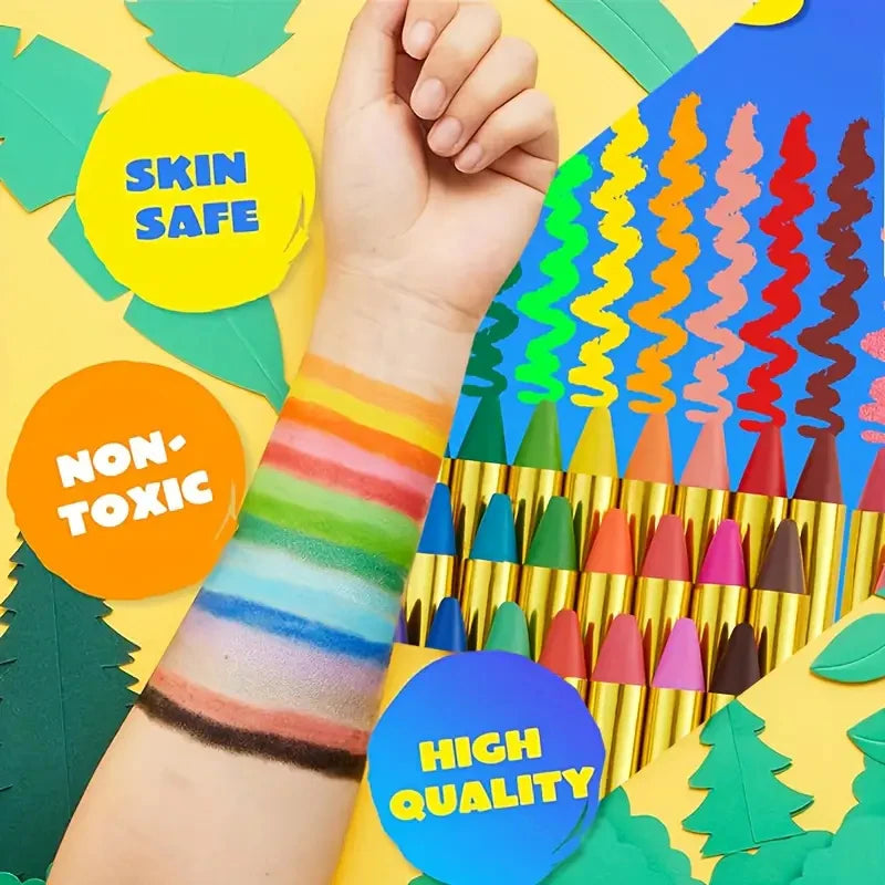 16-Pc Face & Body Paint Crayon Kit | Halloween Cosplay Makeup Face & Body Paint QXL