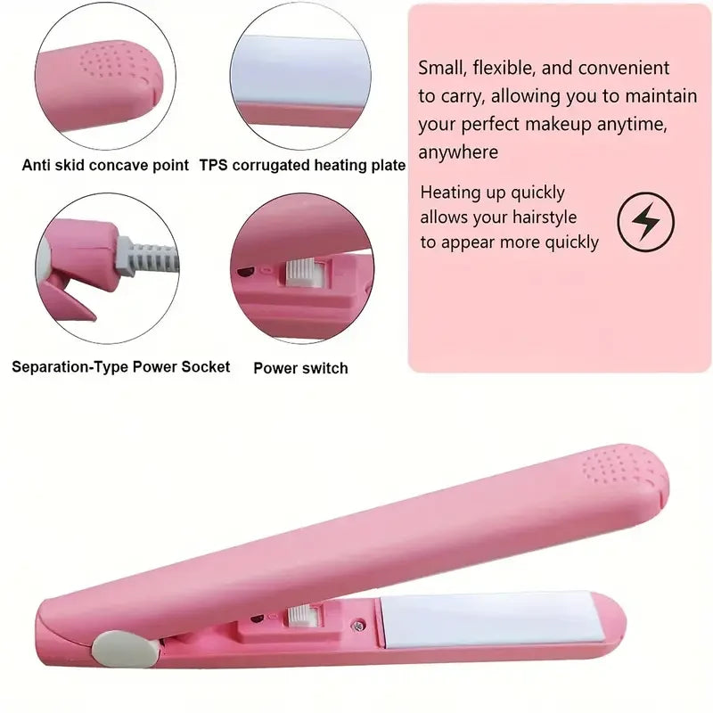 Mini 2-in-1 Hair Straightener & Curling Iron | Portable Mini Hair Styler QXL