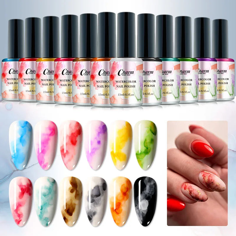 15ml Blossoming Gel Nail Polish | Watercolor Marble UV LED Gel Nail Polish QXL