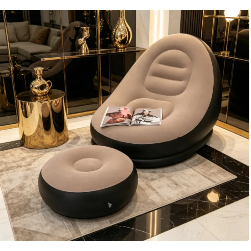 2-Pack Inflatable Chaise Lounge & Footstool Set | Camping Inflatable Lounge Set QXL