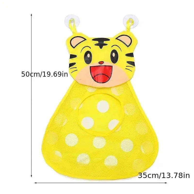 Kids Bath Toy Storage Bag | Cartoon Suction Cup Mesh Organizer Bath Toy Organizer QXL