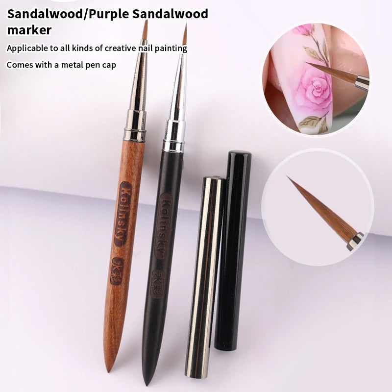 Wood Handle Triangular Nail Art Brush | Petal Liner Painting Pen Nail Art Brush QXL