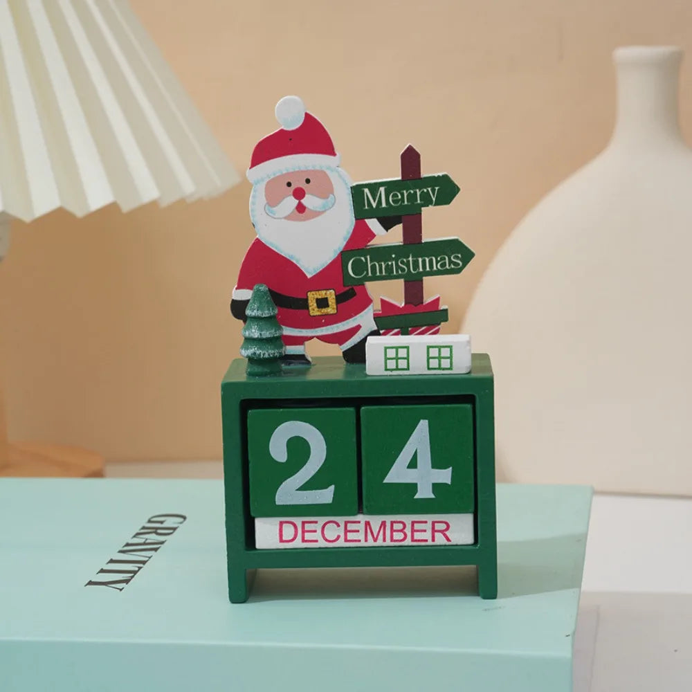 Christmas Wooden Calendar Display Window Desktop Decoration Holiday Wood Decoration QXL