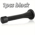Heavy-Duty Spring Door Stopper 85mm – Anti-Pinch Brushed Metal Spring Door Stopper QXL 1pcs black