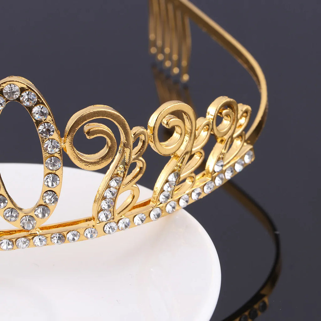 Gold Rhinestone Tiara Crown | 50th Birthday Hair Comb Birthday Tiara Crown QXL