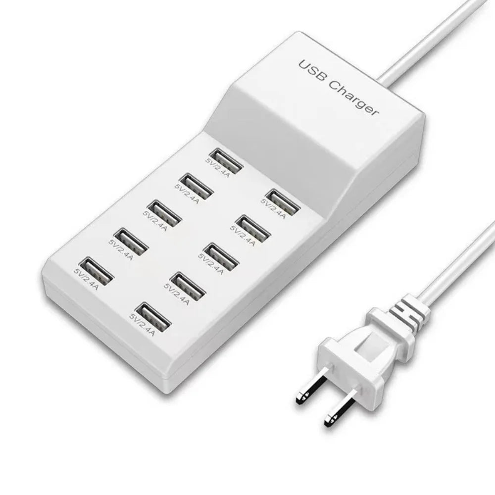 10-Port USB Charging Station | Smart Desktop Hub EU/US/UK USB Charging Station QXL 10USB US Plug