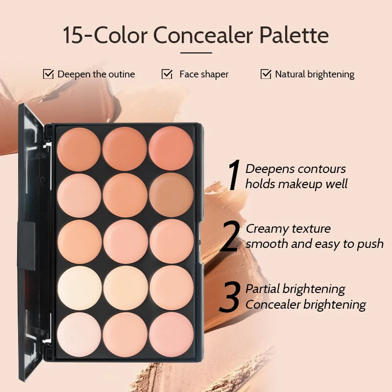 15-Color Concealer Cream Palette | Full Coverage Makeup Concealer Palette QXL
