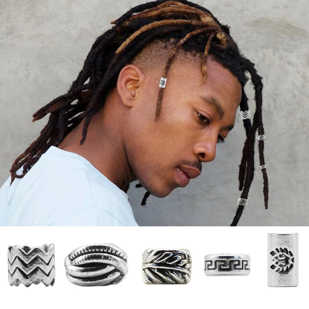10-Pack Viking Rune Dreadlock Beard Bead Rings | Silver Metal Hair Braid Beads QXL