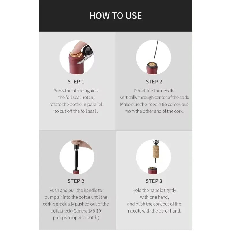 2-in-1 Pen-Shaped Pneumatic Wine Opener | Aluminum Alloy Pneumatic Wine Opener QXL