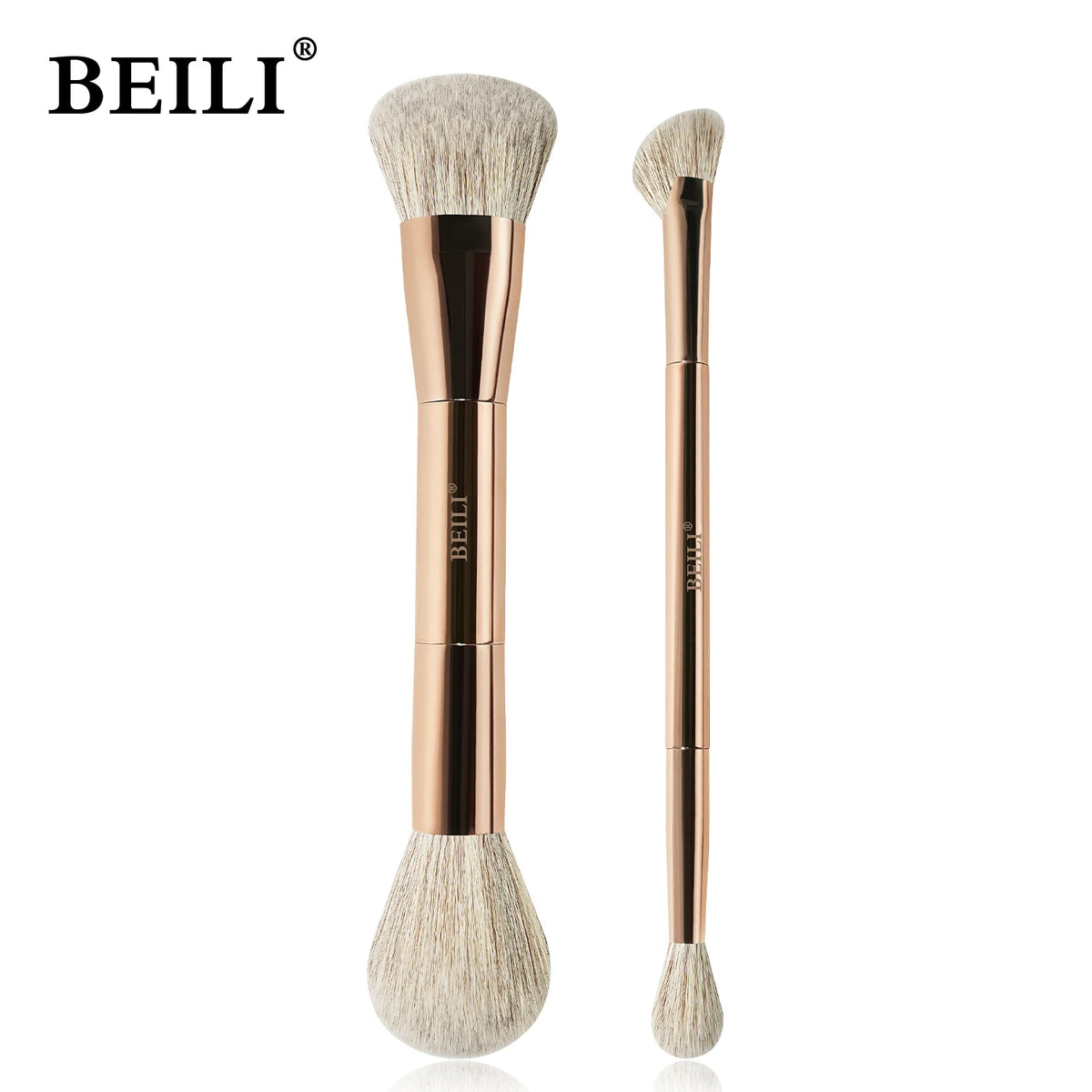 BEILI Double-Sided Makeup Brush Set – Cyan | Foundation & Eye Makeup Brush Set QXL
